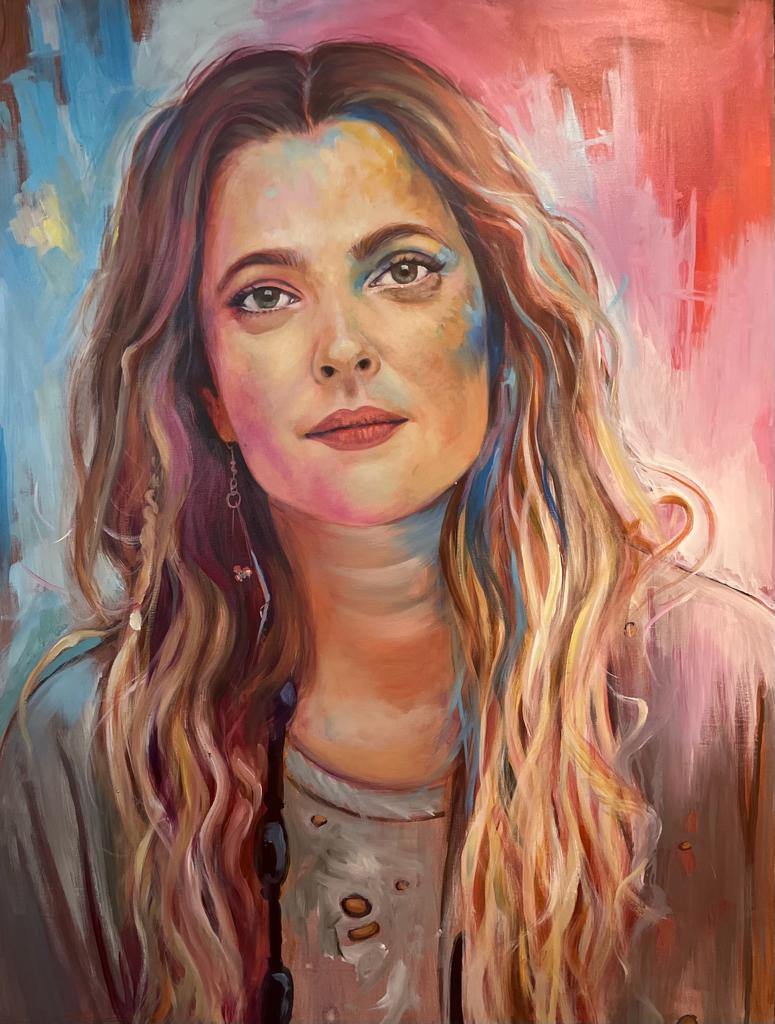 Soft color acrylic portrait painting by Rakesh Ranjan